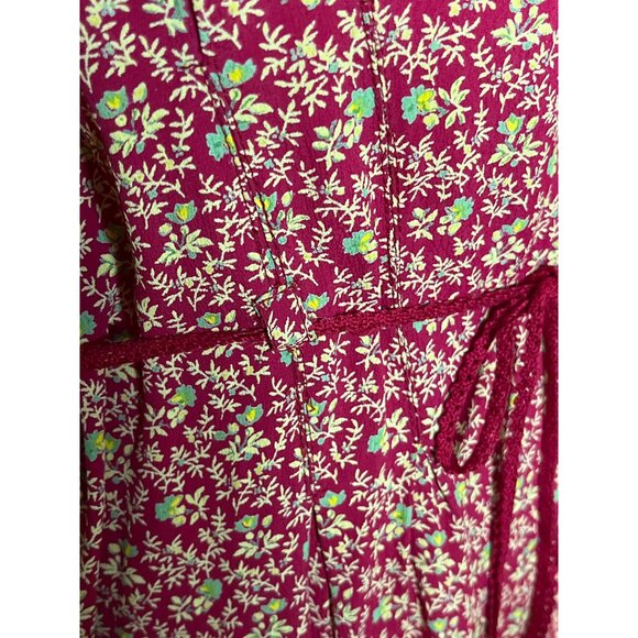 April Cornell Dress Midi Red Shirtdress Ditzy Peter Pan Button Pockets Womens S - Picture 11 of 12